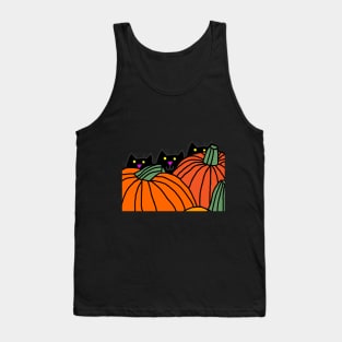 Back Print Cats and Halloween Pumpkins Tank Top